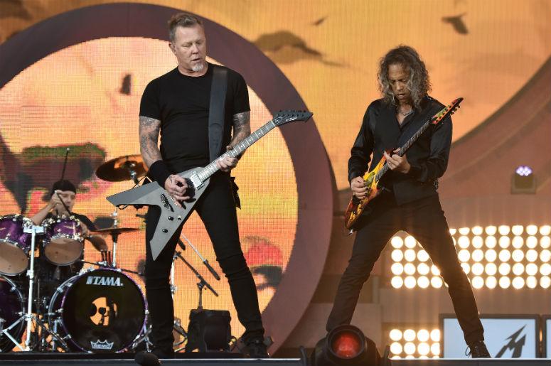 Drummer Lars Ulrich, lead vocalist James Hetfield and lead guitarist Kirk Hammett of Metallica perform at the 2016 Global Citizen Festival held in New City's Central Park in New York Drummer Lars Ulrich, lead vocalist James Hetfield and lead guitarist Kirk Hammett of Metallica perform at the 2016 Global Citizen Festival held in New City's Central Park in New York