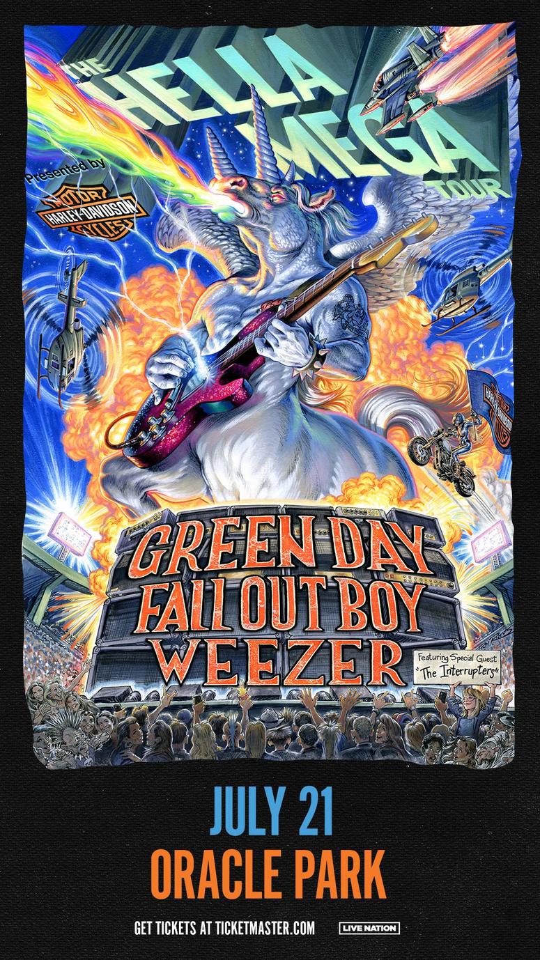 HELLA MEGA TOUR featuring Green Day, Weezer, and Fall Out Boy at Oracle Park in San Francisco, July 21, 2020 HELLA MEGA TOUR featuring Green Day, Weezer, and Fall Out Boy at Oracle Park in San Francisco, July 21, 2020