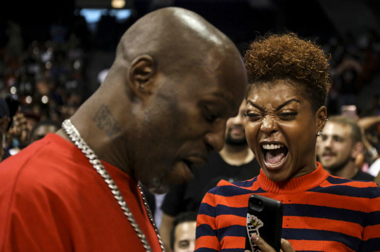 A woman reacts to seeing rapper DMX DMX,Rapper,Music,Prison,Guilty,Tax Evasion,IRS,Sentenced,New York,Earl Simmons,100.3 Jack FM