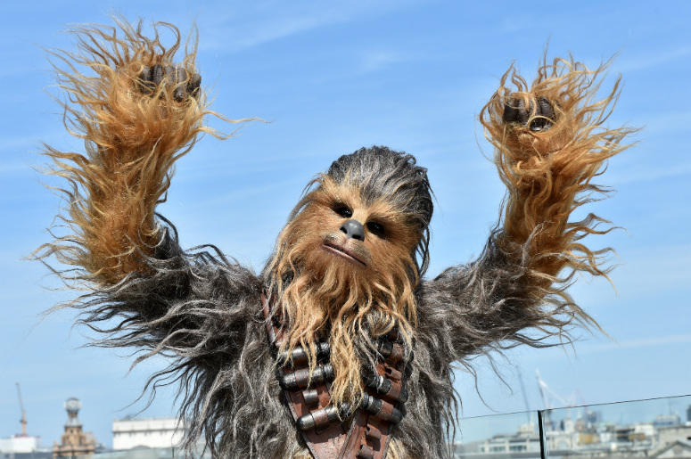 Chewbacca attending the photocall for Solo: A Star Wars Story Disney,Star Wars,New,Summer,2019,Theme Park,Opening,Date,Reveal,Video,Disneyland,Disney World,Galaxy's Edge,100.3 Jack FM