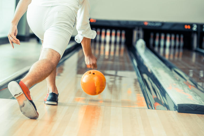 Man, Bowling, Lane, Rolling, Orange Ball Man, Bowling, Lane, Rolling, Orange Ball