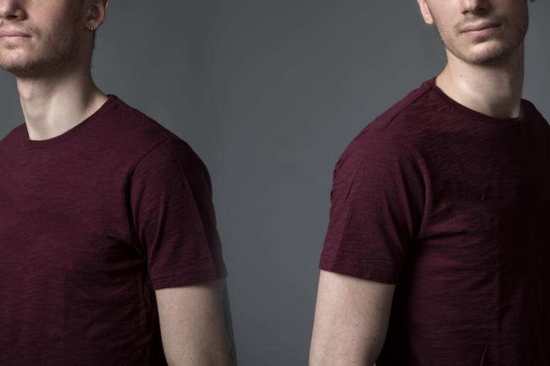 Adult, Brothers, Male, Twins, Maroon Shirt Adult, Brothers, Male, Twins, Maroon Shirt
