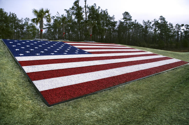 American Flag made of gravel