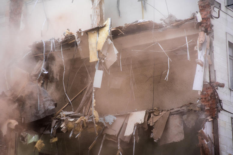 Demolished Building, Floors, Rubble, Explosion Demolished Building, Floors, Rubble, Explosion