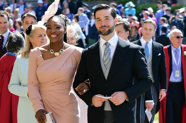 Serena Williams and her husband Alexis Ohanian arrive at St George's Chapel at Windsor Castle for the wedding of Meghan Markle and Prince Harry. Royal Wedding,Prince Harry,Meghan Markle,Serena Williams,After Party,Reception,Frogmore House,Beer Pong,Tennis,100.3 Jack FM