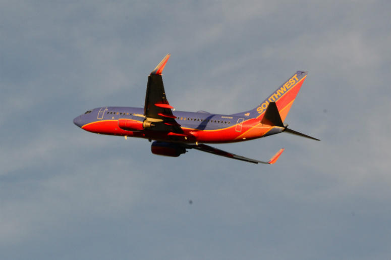 General view of Southwest Airlines Boeing 737-700 airliner plane. Southwest,Airline,Flights,Canceled,Dallas,Local,DFW,Sunday,April,Monday,100.3 Jack FM