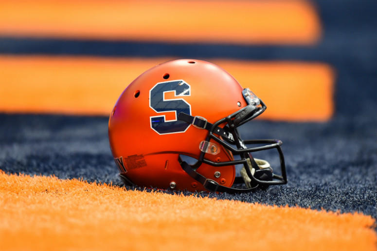 General view of a Syracuse Orange helmet on the turf Syracuse,Couple,Child,Cancer,Fake,Made Up,Fraud,Donations,Scam,Football,Lymphoma,100.3 Jack FM