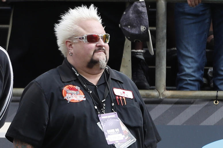 Guy Fieri, Sidelines, Sunglasses, Outside, Sunny, Staring Into The Distance, 2018 Guy Fieri, Sidelines, Sunglasses, Outside, Sunny, Staring Into The Distance, 2018