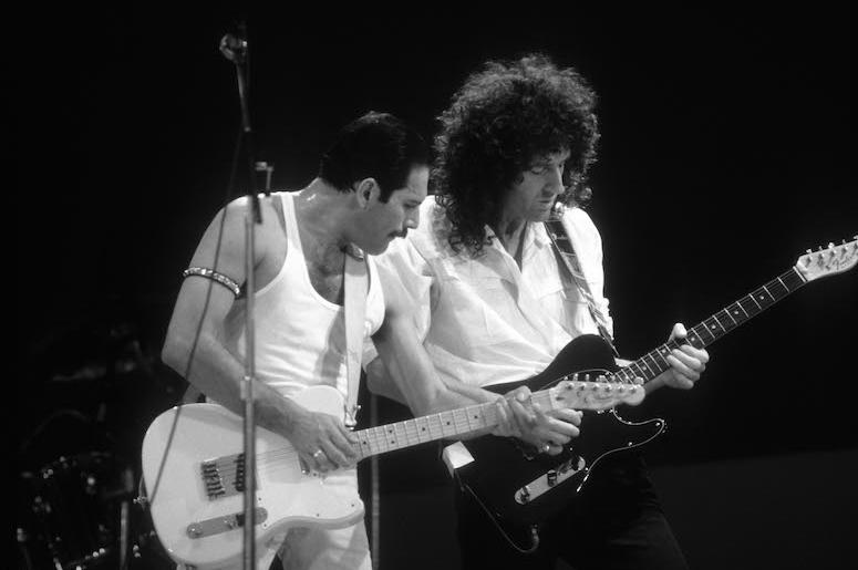 Freddie Mercury, Brian May, Queen, Live Aid, Black and White Freddie Mercury, Brian May, Queen, Live Aid, Black and White