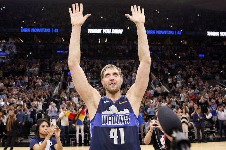 Dirk Nowitzki, Final Game, San Antonio, Waving To Crowd Dirk Nowitzki, Final Game, San Antonio, Waving To Crowd