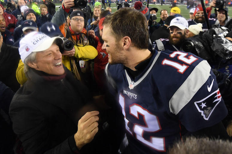 Jon Bon Jovi, Tom Brady, New England Patriots, AFC Championship, 2017 Jon Bon Jovi, Tom Brady, New England Patriots, AFC Championship, 2017