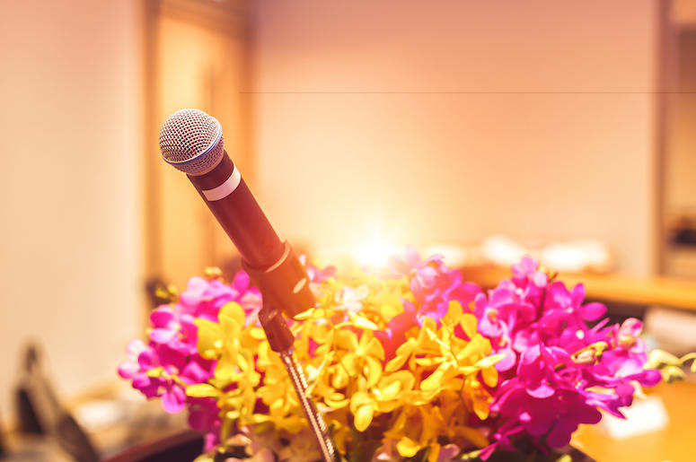 Microphone, Stage, Flowers Microphone, Stage, Flowers