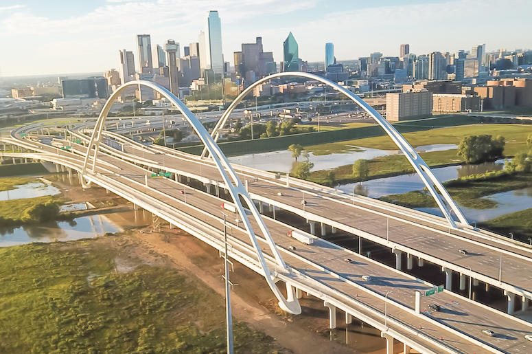 Dallas, DFW, Skyline, Dusk, Margaret McDermott Bridge Dallas, DFW, Skyline, Dusk, Margaret McDermott Bridge