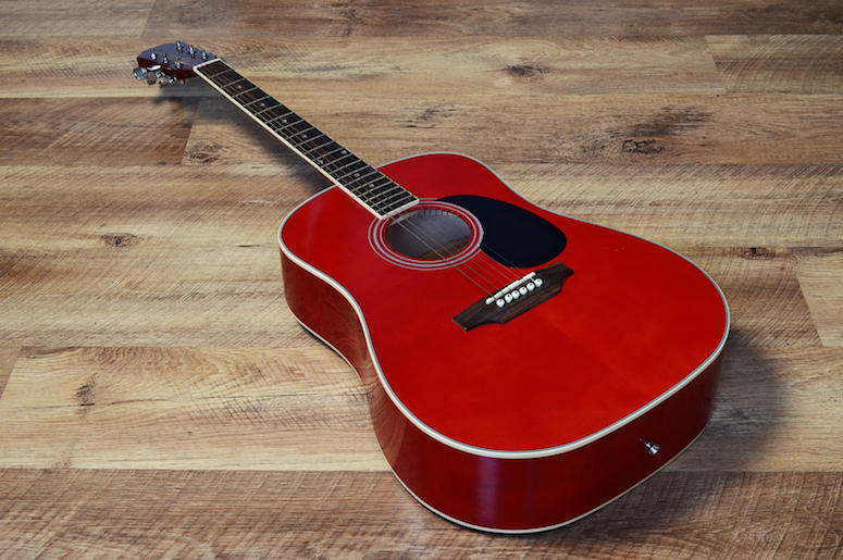 Red Guitar, Wooden Floor Red Guitar, Wooden Floor