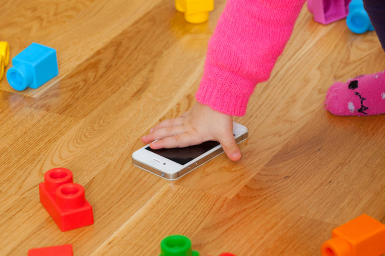 Girl, Toddler, Blocks, Cell Phone Girl, Toddler, Blocks, Cell Phone