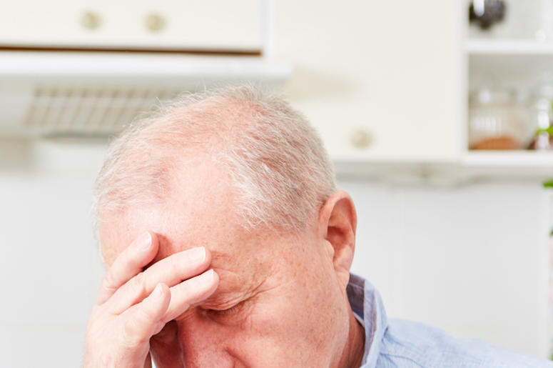 Old Man, Dementia, Hand on Head Old Man, Dementia, Hand on Head