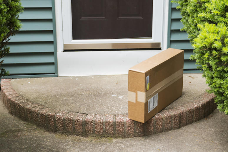 Cardboard Box, Package, Porch, Front Door Cardboard Box, Package, Porch, Front Door