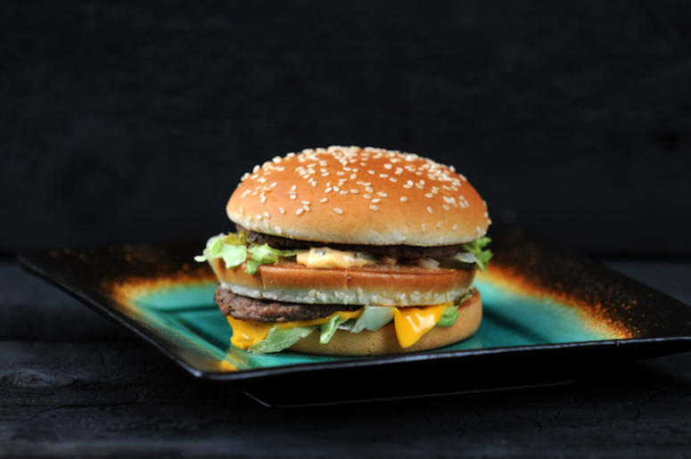 Big Mac, McDonald's, Hamburger, Black Background Big Mac, McDonald's, Hamburger, Black Background