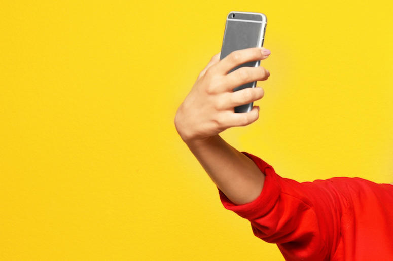 Selfie, Woman, Yellow Background Selfie, Woman, Yellow Background