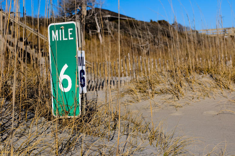 Mile Marker, Sand, Grass, Beach Dunes Mile Marker, Sand, Grass, Beach Dunes