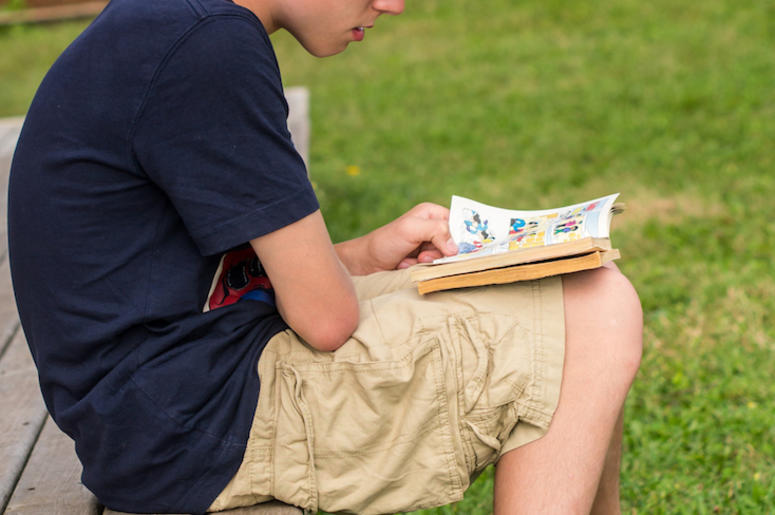 Boy, Reading, Comic Book, Graphic Novel Boy, Reading, Comic Book, Graphic Novel