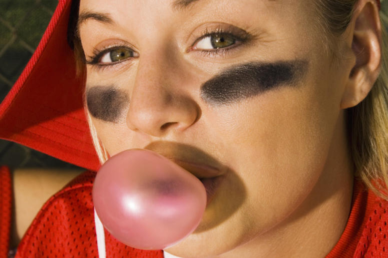 Female, Girl, Baseball Player, Bubble, Bubble Gum Female, Girl, Baseball Player, Bubble, Bubble Gum