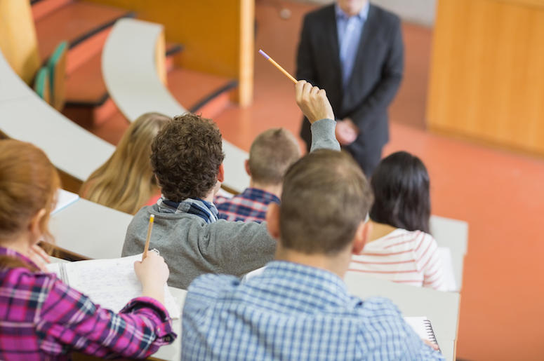 College, Class, Students, Hand Raised, Professor, Lecture Hall College, Class, Students, Hand Raised, Professor, Lecture Hall