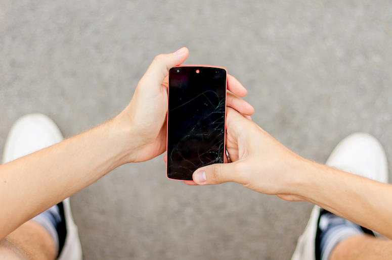 Cell Phone, Cracked Screen Cell Phone, Cracked Screen