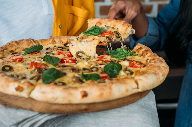 Woman, Fresh, Baked, Pizza, Slice Woman, Fresh, Baked, Pizza, Slice