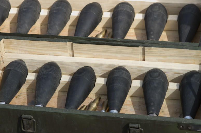 Mortar ammunition in a wooden chests. Rowlett,Dallas,DFW,Loclal,Garland,News,Explosive,Old,Bomb,Mortar,WWII,President George Bush,Turnpike,Evacuation,Closed,100.3 Jack FM