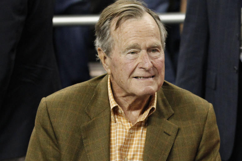 George HW Bush, President, Basketball Game, 2011, Suit, Smile George HW Bush, President, Basketball Game, 2011, Suit, Smile