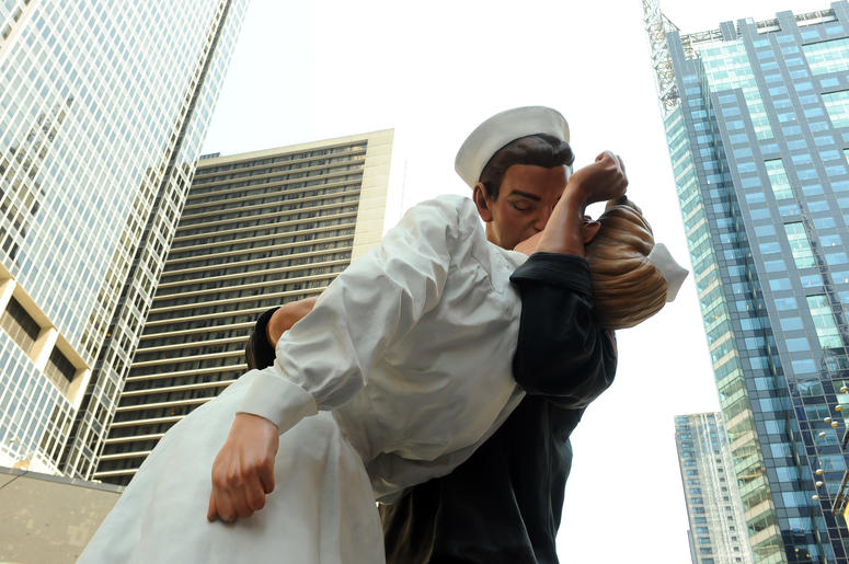 25-foot sculpture titled 'Embracing Peace"