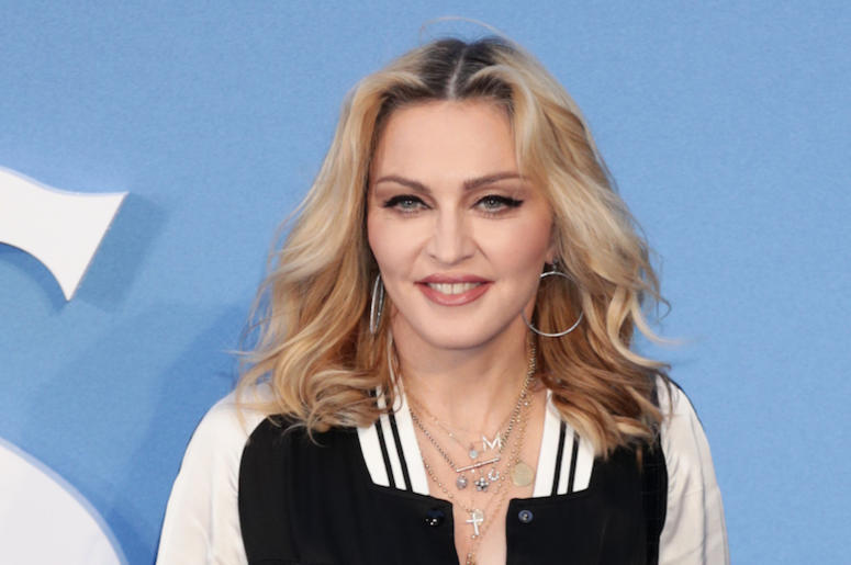 Madonna, Red Carpet, Blue Background, Smile, 2019 Madonna, Red Carpet, Blue Background, Smile, 2019