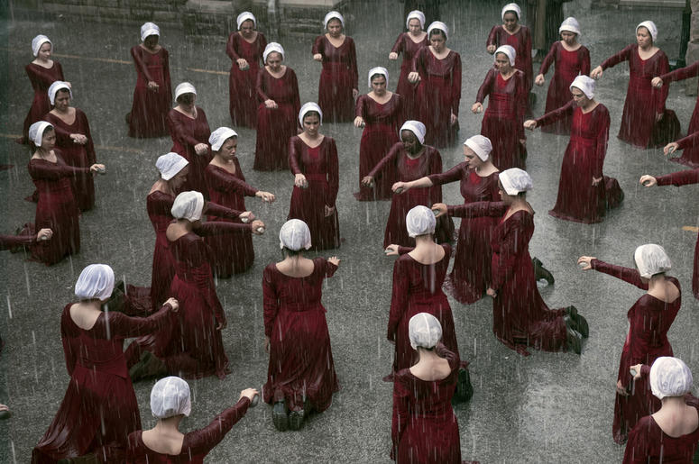 AP19042654876461 This image released by Hulu shows a scene from the series, "The Handmaid's Tale," returning for a third season on June 5. (George Kraychyk/Hulu via AP)