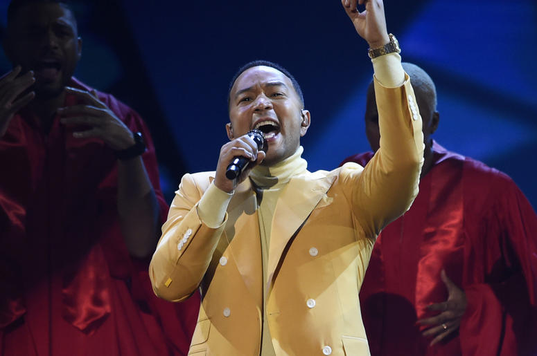 AP19162161072492 In this March 14, 2019, file photo, John Legend performs "Preach" at the iHeartRadio Music Awards at the Microsoft Theater in Los Angeles. (Chris Pizzello/Invision/AP, File)