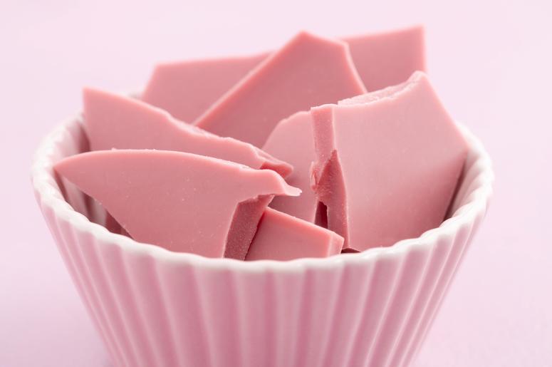 Chunks of pink chocolate