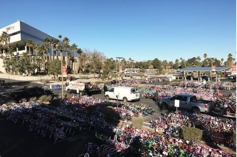 The Sea of Bikes at Toy Drive Turns into an Ocean The Sea of Bikes at Toy Drive