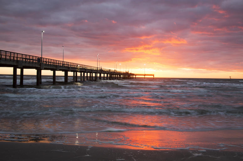 Beach, Bob Hall Pier, Padre Balli Park, Corpus Christi, Texas, Sunset, Water Beach, Bob Hall Pier, Padre Balli Park, Corpus Christi, Texas, Sunset, Water