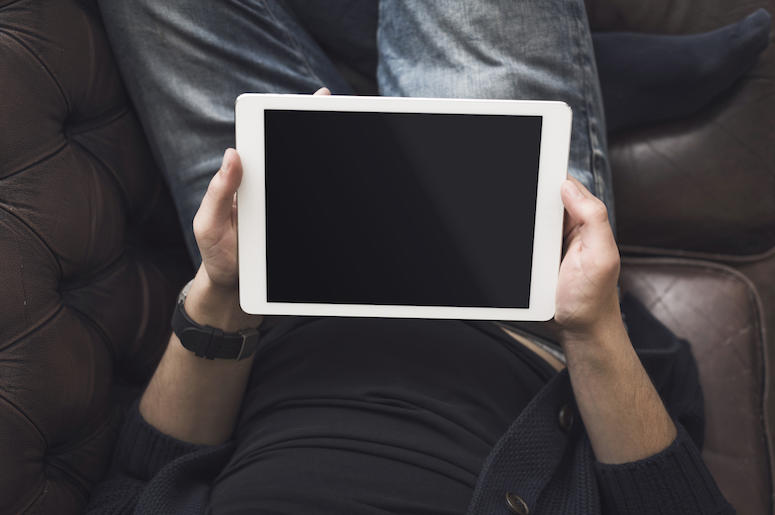 Man, Tablet, iPad, Couch, Relaxing, Jeans Man, Tablet, iPad, Couch, Relaxing, Jeans