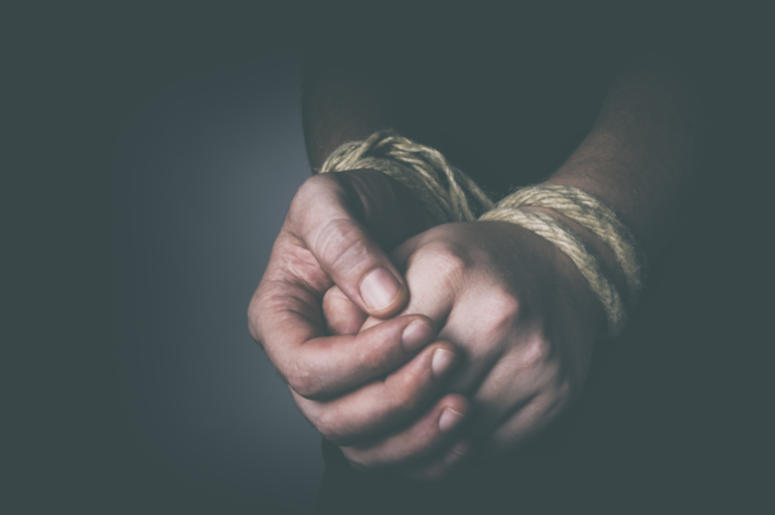 Man, Tied Hands, Rope Man, Tied Hands, Rope