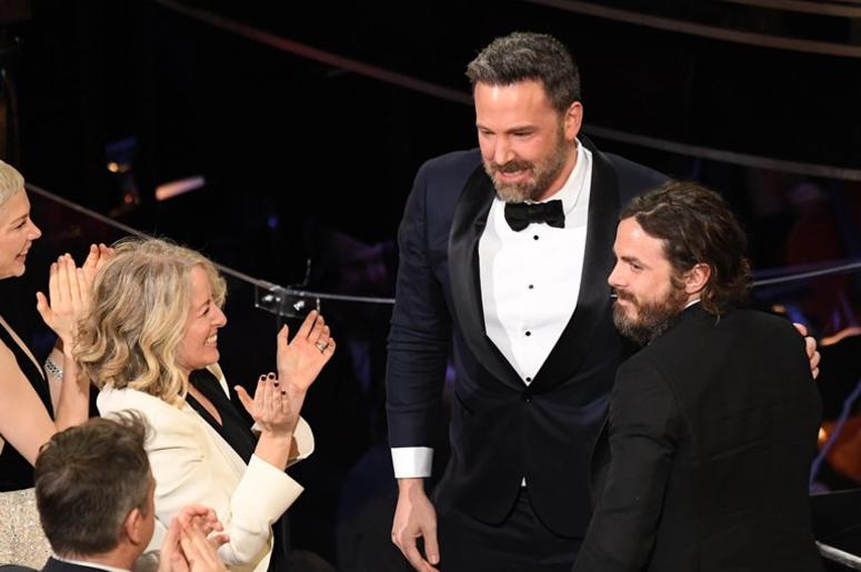 Feb 26, 2017; Hollywood, CA, USA; Ben Affleck (L) congratulates his brother Casey Affleck as Casey accepts the Oscar for Best Actor for his role in Manchester by the Sea during the 89th Academy Awards at Dolby Theatre Feb 26, 2017; Hollywood, CA, USA; Ben Affleck (L) congratulates his brother Casey Affleck as Casey accepts the Oscar for Best Actor for his role in Manchester by the Sea during the 89th Academy Awards at Dolby Theatre