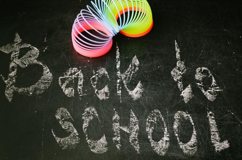 chalk with words back to school. Classroom, beginning. chalk with words back to school. Classroom, beginning.