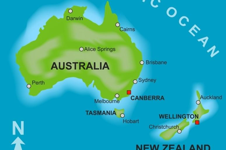 Map of Australia and New Zealand Map of Australia and New Zealand