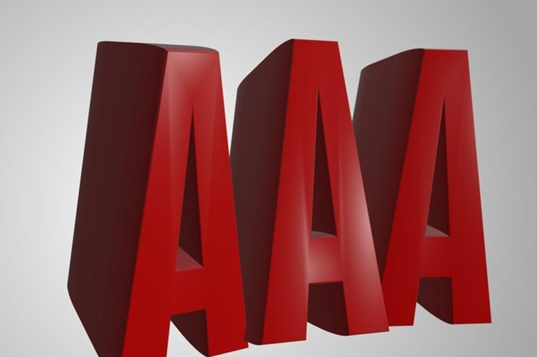 AAA 3d render word text AAA 3d render word text