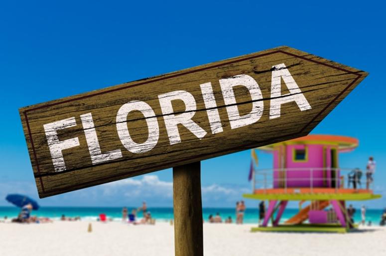 Florida sign on the beach Florida sign on the beach