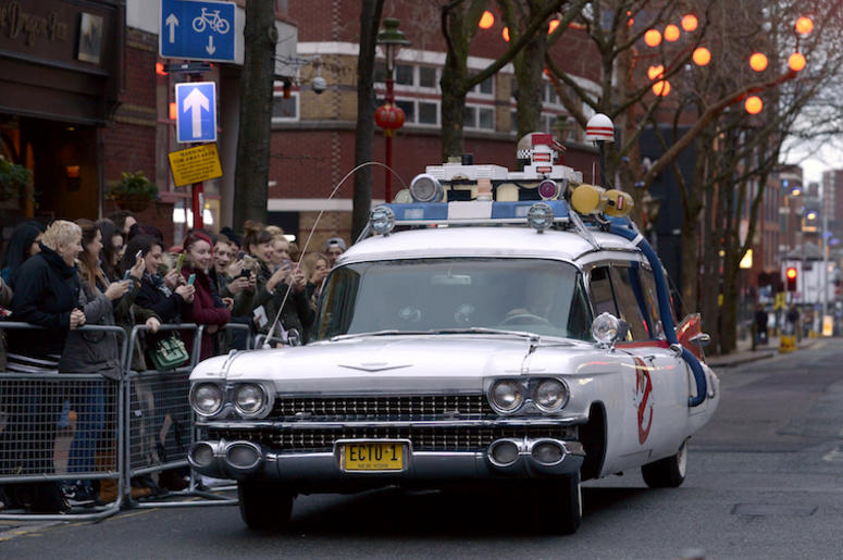 Ecto 1, Ghostbusters, Car, Vehicle, Street, Crowd, 2016 Ecto 1, Ghostbusters, Car, Vehicle, Street, Crowd, 2016
