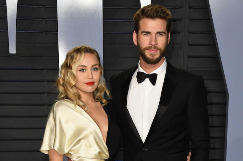 Miley Cyrus, Liam Hemsworth, Vanity Fair Oscar Party, 2018 Miley Cyrus, Liam Hemsworth, Vanity Fair Oscar Party, 2018