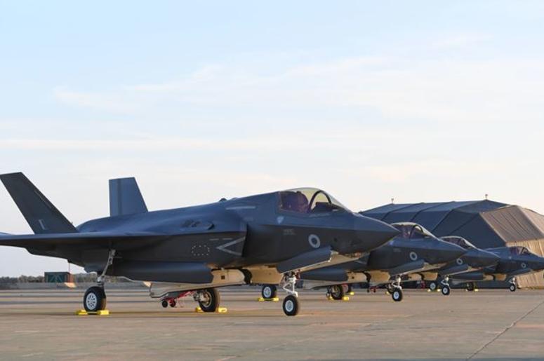 6/6/2018 - Britain's F-35B jets line up after they arrive at RAF Marham in Norfolk. 6/6/2018 - Britain's F-35B jets line up after they arrive at RAF Marham in Norfolk.
