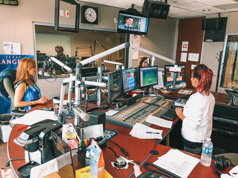 (Photo by Mandy O'Neill/ Leukemia Texas) Tyler Dawn, Sybil Summers, and Hilary Kennedy in KLUV studio
