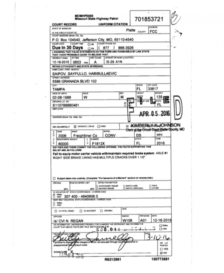 Traffic Ticket Nyc >> Nyc Terror Suspect Issued Traffic Ticket In Platte County Missouri Traffic Ticket Nyc >> Nyc Terror Suspect Issued Traffic Ticket In Platte County Missouri